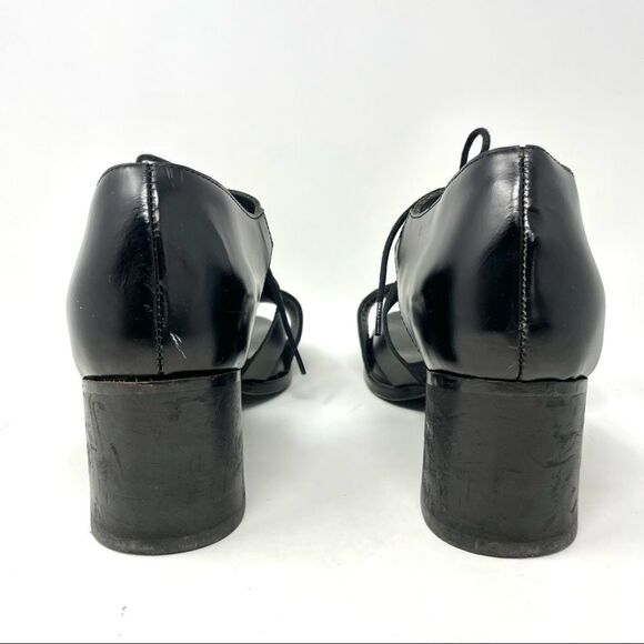 Cos Black Leather Chunky Heel Lace Up Sandals Size 40 - Picture 5 of 11